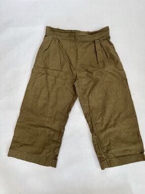 Vigoss Wide-leg Linen Pull-on Crop Pant Olive Green Large